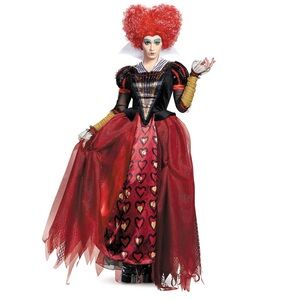 Women’s Disney Red Queen Halloween Costume Size L/G 12-14 Tall Plus Wig & Crown